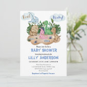 可愛らしい小さな恐竜パーティー!轟音！赤ちゃんシャワー 招待状 (スタンド正面)