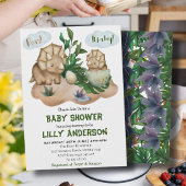 可愛らしい小さな恐竜パーティー!轟音！赤ちゃんシャワー 招待状