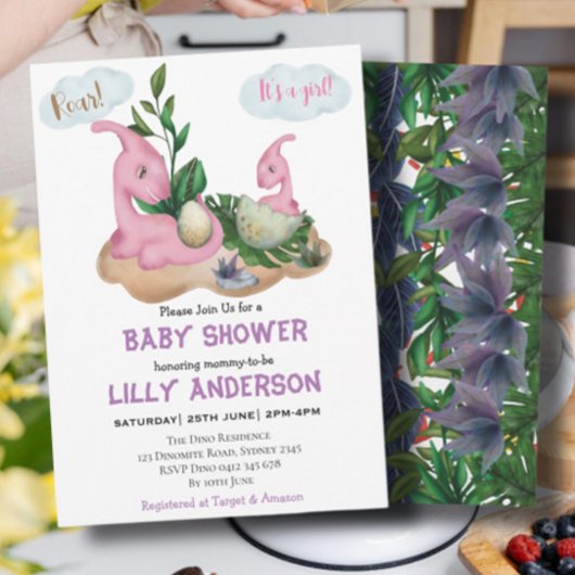 可愛らしい小さな恐竜パーティー!轟音！赤ちゃんシャワー 招待状