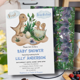 可愛らしい小さな恐竜パーティー!轟音！赤ちゃんシャワー 招待状