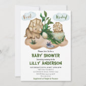 可愛らしい小さな恐竜パーティー!轟音!赤ちゃんシャワー 招待状 (正面)