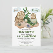 可愛らしい小さな恐竜パーティー!轟音!赤ちゃんシャワー 招待状 (スタンド正面)