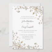 可愛らしい小さな葉緑のお洒落結婚 招待状 (正面)