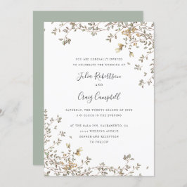 可愛らしい小さな葉緑のお洒落結婚 招待状