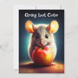 可愛らしい小さな齧歯動物が赤いリンゴを閉じて保持 招待状