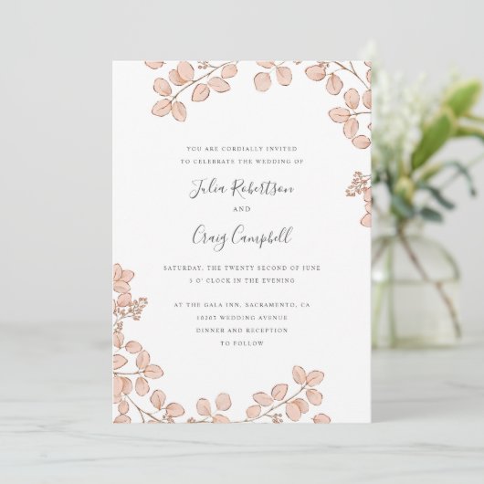 可愛らしい小葉ピクお洒落ク結婚の 招待状 (スタンド正面)