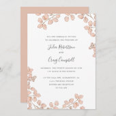 可愛らしい小葉ピクお洒落ク結婚の 招待状 (正面/裏面)