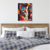 可愛らしい幾何カラフル猫アートプリントキュビズム キャンバスプリント (インサイチュ (寝室))