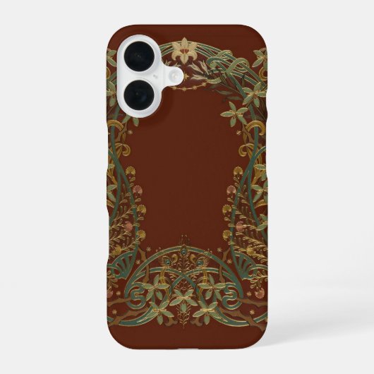 可愛らしい新芸術様式のユリの花 iPhone 16ケース (裏面)