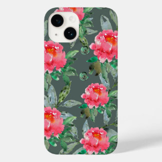 可愛らしい水彩のピンクの芍薬の花柄 Case-Mate iPhone 14ケース