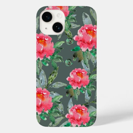 可愛らしい水彩のピンクの芍薬の花柄 Case-Mate iPhoneケース (裏面)