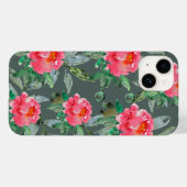 可愛らしい水彩のピンクの芍薬の花柄 Case-Mate iPhoneケース (裏面 (横))