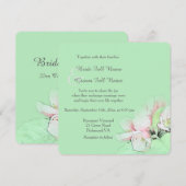 可愛らしい淡いピンクのリンゴの花の写真アート ウェディング 招待状 (正面/裏面)