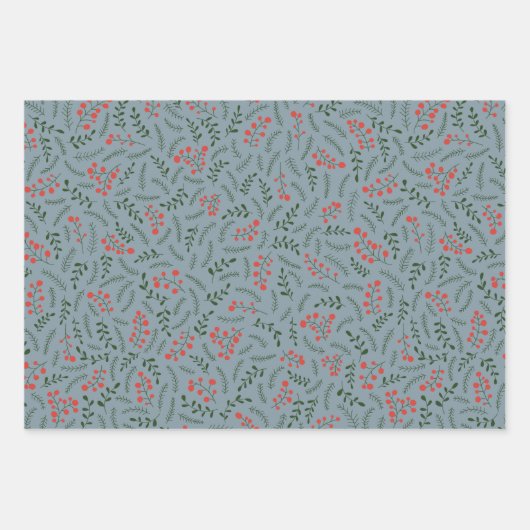 可愛らしい濃厚なほこりっぽい青葉の緑の模様 ラッピングペーパーシート (正面3)