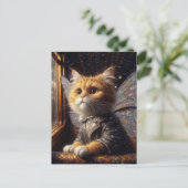 可愛らしい猫の妖精 ポストカード (スタンド正面)