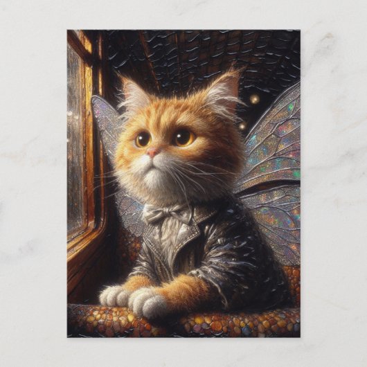 可愛らしい猫の妖精 ポストカード (正面)