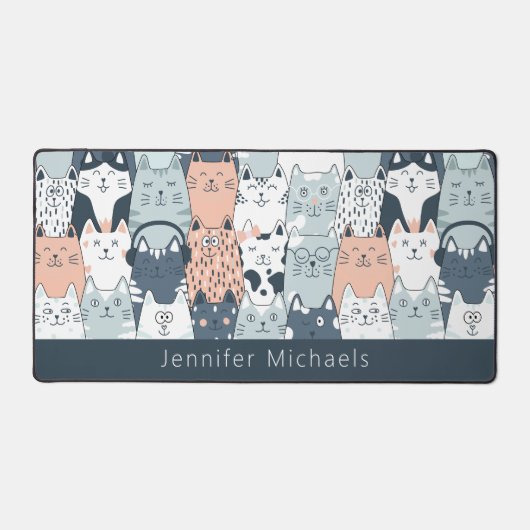 可愛らしい猫の柄の名前 デスクマット (正面)