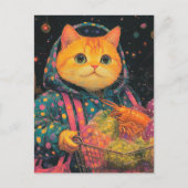 可愛らしい猫グッズショッピングイン水玉模様ジャケット ポストカード (正面)