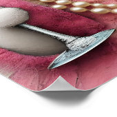 可愛らしい猫ピンクのドリンク真珠のドレス ポスター (角)