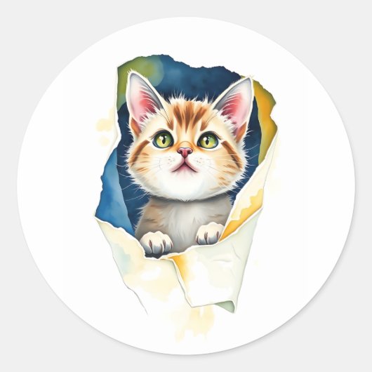 可愛らしい猫:可愛らしいデザイン🐾✨ ラウンドシール (正面)