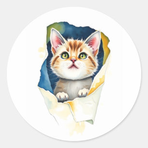 可愛らしい猫:可愛らしいデザイン🐾✨ ラウンドシール
