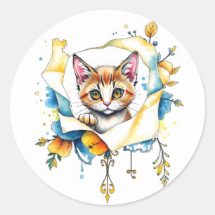 可愛らしい猫:可愛らしいデザイン🐾✨ ラウンドシール