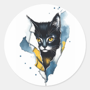 可愛らしい猫:可愛らしいデザイン🐾✨ ラウンドシール