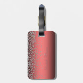 可愛らしい珊瑚赤光沢ホイルコンフェティ赤猫 ラゲッジタグ (裏面縦)