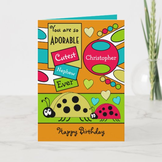 可愛らしい甥ラディバグ特製ボーイレッドブルー カード (正面)