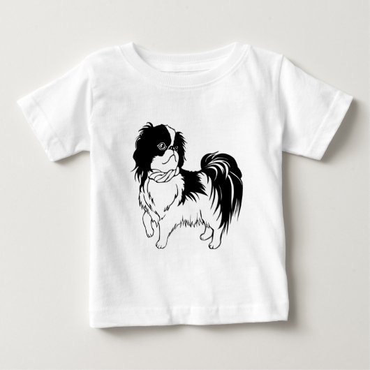 可愛らしい白黒犬ベビーシャツ ベビーTシャツ (正面)