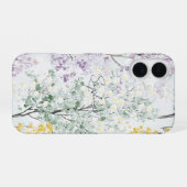 可愛らしい紫色のラベンダーと黄緑の花 iPhone 16ケース (裏面横)