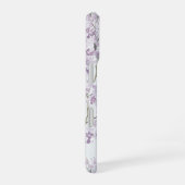 可愛らしい紫色のラベンダーと黄緑の花 iPhone 16ケース (右側面)