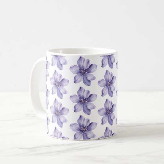 可愛らしい紫色の花 コーヒーマグカップ (正面左)