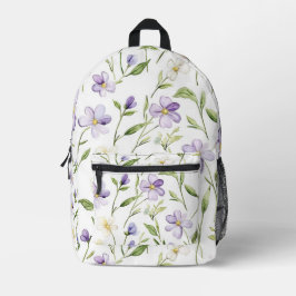 可愛らしい紫色の花 プリントバックパック