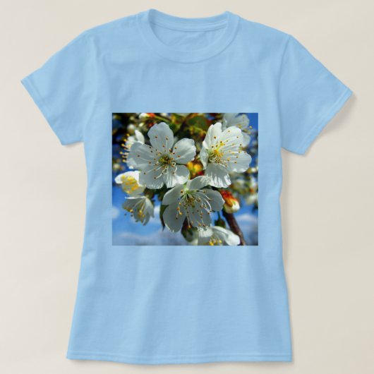 可愛らしい花柄のりんごの花 Tシャツ (デザイン正面)
