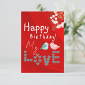 可愛らしい花柄の誕生日 カード (スタンド正面)
