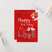 可愛らしい花柄の誕生日 カード (正面/裏面インサイチュ)