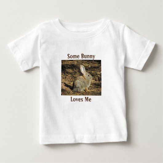 可愛らしい茶色のウサギの写真を愛するBunny ベビーTシャツ (正面)
