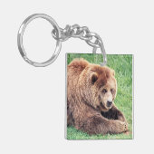 可愛らしい茶色のクマの写真 キーホルダー (正面左)