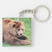 可愛らしい茶色のクマの写真 キーホルダー (裏面)