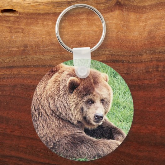 可愛らしい茶色のクマの写真 キーホルダー (裏面)