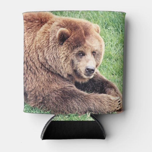 可愛らしい茶色のクマの写真 缶クーラー (正面)