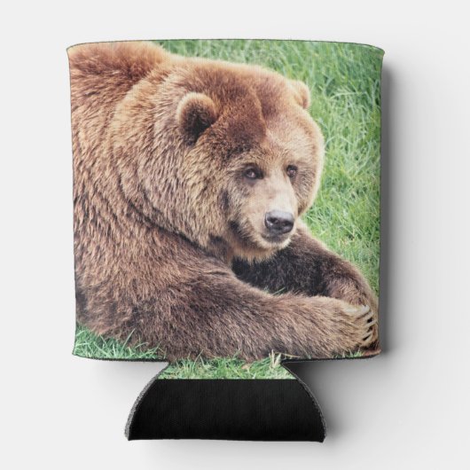 可愛らしい茶色のクマの写真 缶クーラー (裏面)