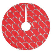 可愛らしい赤と白のキャンディーケーン柄のツリースカート ブラッシュドポリエステルツリースカート (正面)