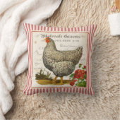 可愛らしい赤と白のヴィンテージチキンピロー クッション (ブランケット)