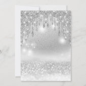 可愛らしい青いドレスの銀色の輝きが漂グラデーションう 招待状 (裏面)