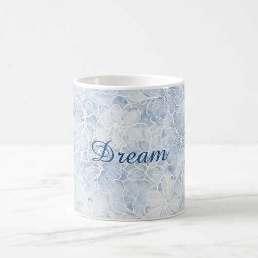 可愛らしい青白の花 コーヒーマグカップ (中央)