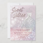 可愛らしい魅力的ドレきらめくスのグラデーション輝き 招待状 (正面)