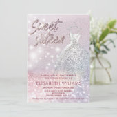 可愛らしい魅力的ドレきらめくスのグラデーション輝き 招待状 (スタンド正面)