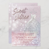 可愛らしい魅力的ドレきらめくスのグラデーション輝き 招待状 (正面/裏面)